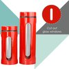Hds Trading 4 Piece Essence Collection Stainless Steel Canister Set, Red ZOR95962